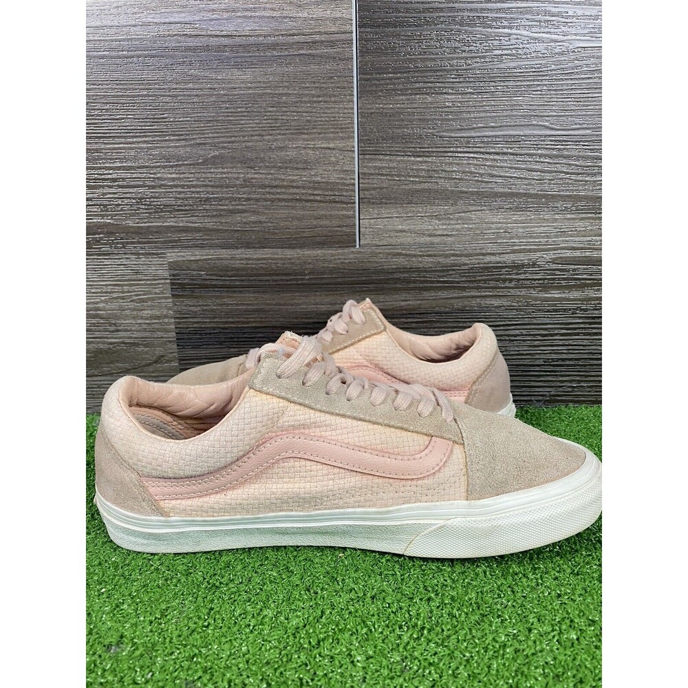 Vans Womens Pink Old Skool Woven Check Spanish Villa Suede Canvas‎ Shoes Size 8